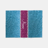 Eigen naam: hemelblauwe glitter roze streep fleece deken (Voorkant (Horizontaal))
