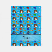 Eigen naam hemelblauwe honkbalhandschoen petten ba fleece deken (Voorkant)