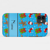 Eigen naam hemelblauwe santas gingerbrood Case-Mate iPhone case (Achterkant (horizontaal))