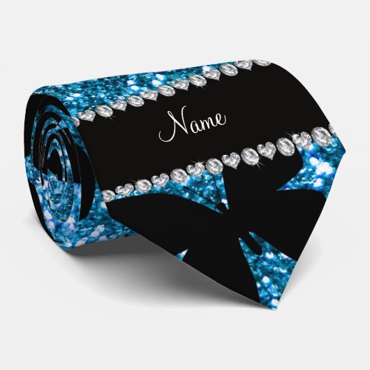 Eigen naam hemelblauwe vlinder stropdas (Opgerold)