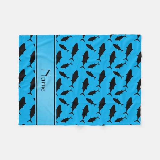 Eigen naam hemelsblauw blauwvintonijnpatroon fleece deken (Voorkant (Horizontaal))