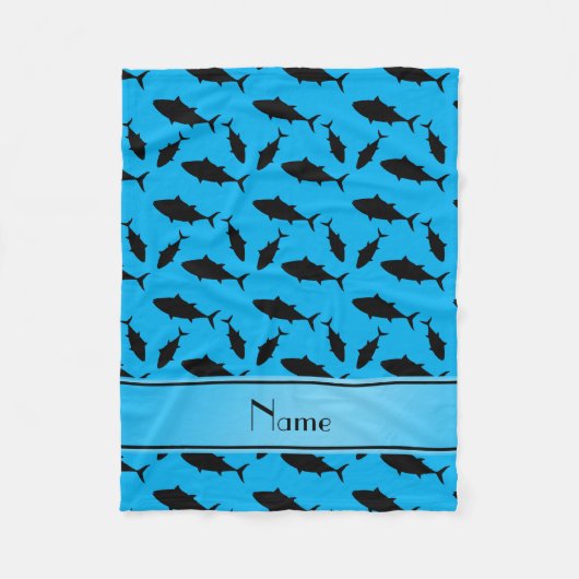 Eigen naam hemelsblauw blauwvintonijnpatroon fleece deken (Voorkant)