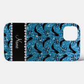 Eigen naam hemelsblauwe glitter zwarte heupelboog Case-Mate iPhone case (Achterkant (horizontaal))
