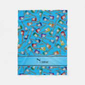 Eigen naam hemelsblauwe kleurige elektrische gitar fleece deken (Voorkant)