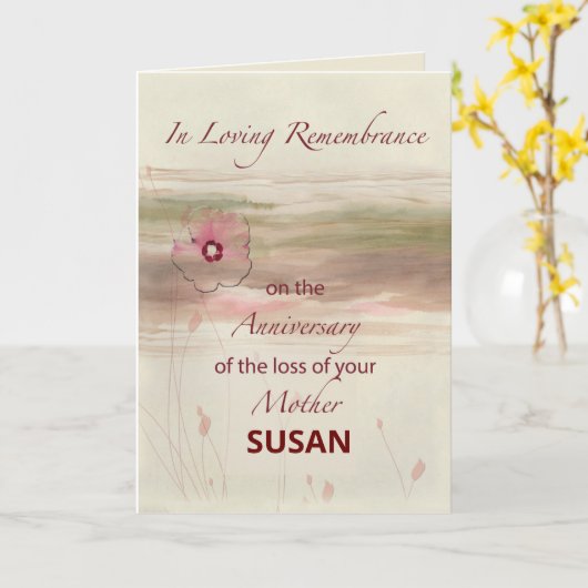 Eigen naam Herdenking Jubileum Verlies van moeder Kaart (Gele Bloem)