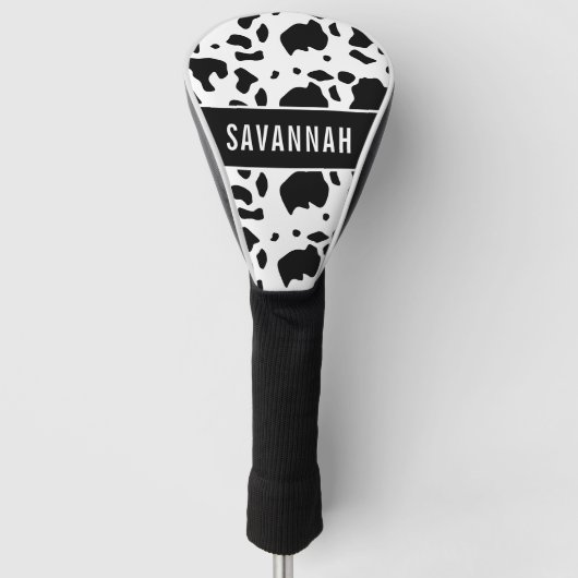 Eigen naam Holstein Koe Animal Print Patroon Golfheadcover (Voorkant)
