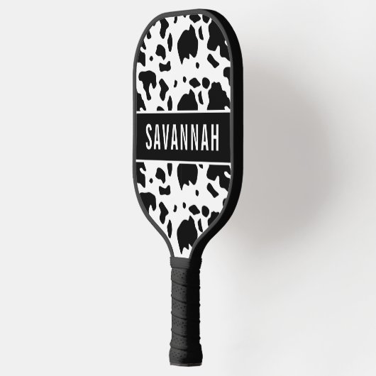 Eigen naam Holstein Koe Animal Print Patroon Pickleball Paddle (Links)