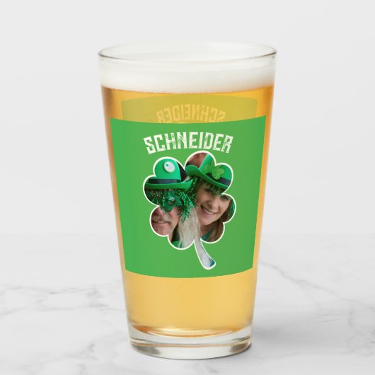 Eigen naam Ierse klaverfoto St Patricks Day Glas (Achterkant gevuld)