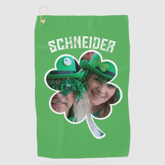 Eigen naam Ierse klaverfoto St Patricks Day Golfhanddoek (Voorkant)