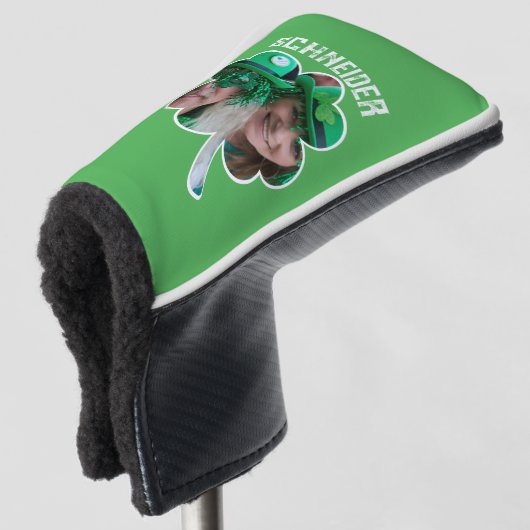 Eigen naam Ierse klaverfoto St Patricks Day Golfheadcover (3/4 voorkant)