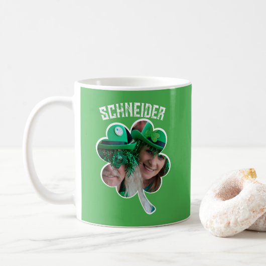 Eigen naam Ierse klaverfoto St Patricks Day Koffiemok (Met donut)