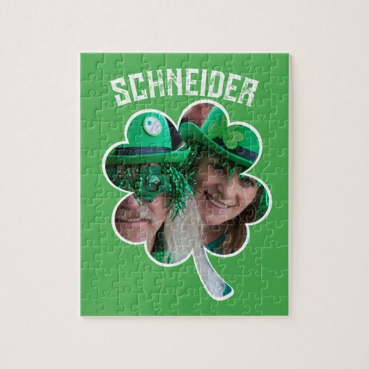 Eigen naam Ierse klaverfoto St Patricks Day Legpuzzel (Verticaal)