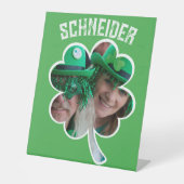 Eigen naam Ierse klaverfoto St Patricks Day Reclamebord Met Voetstuk (Voorkant)