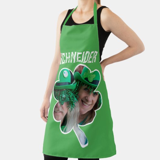 Eigen naam Ierse klaverfoto St Patricks Day Schort (Insitu)