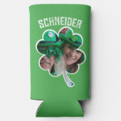 Eigen naam Ierse klaverfoto St Patricks Day Seltzer Blikjeskoeler (Achterkant)