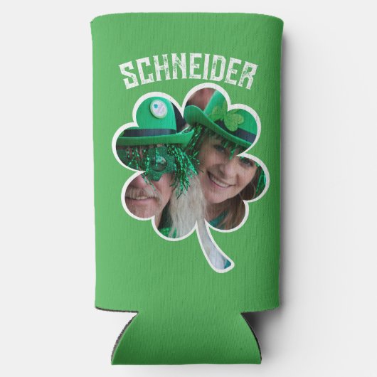 Eigen naam Ierse klaverfoto St Patricks Day Seltzer Blikjeskoeler (Achterkant)