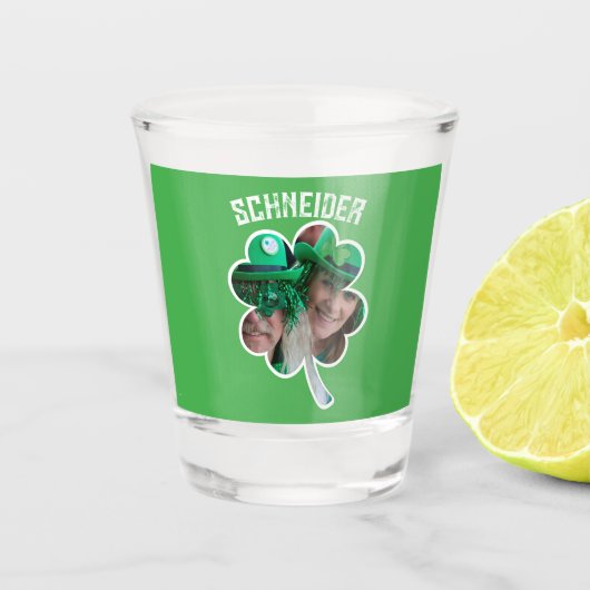 Eigen naam Ierse klaverfoto St Patricks Day Shot Glas (Voorkant)