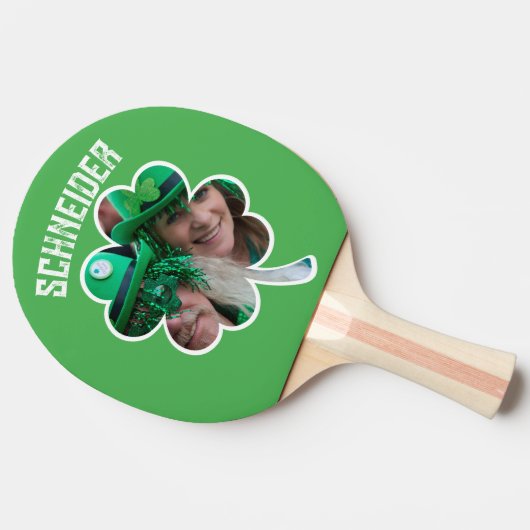 Eigen naam Ierse klaverfoto St Patricks Day Tafeltennisbatje (Zijkant)