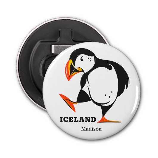 Eigen naam IJsland Button Flesopener (Voorkant)