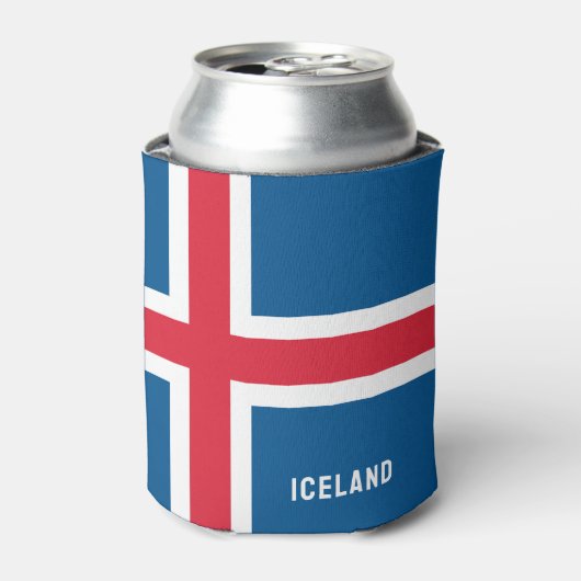 Eigen naam IJslandse vlag Blikjeskoeler (Blikje Voorkant)