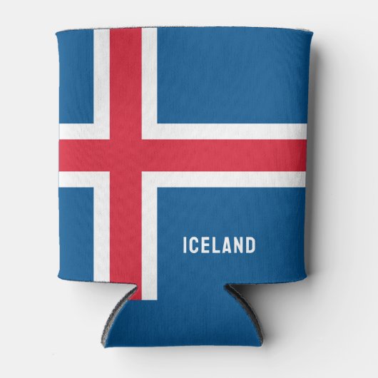 Eigen naam IJslandse vlag Blikjeskoeler (Voorkant)