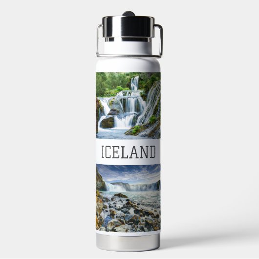 Eigen naam IJslandse watervallen Waterfles (Achterkant)