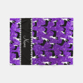 Eigen naam indigo paarse glitter boston shister fleece deken (Voorkant (Horizontaal))