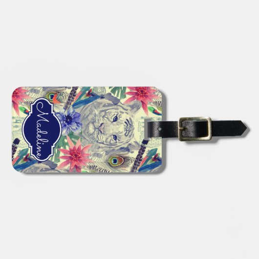 Eigen naam  Indische stijltijger patroon Bagagelabel (Voorkant horizontaal)