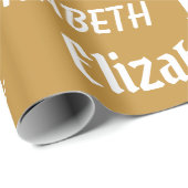 Eigen naam Initiaal Monogram Gold White Cadeaubon Cadeaupapier (Rol Hoek)