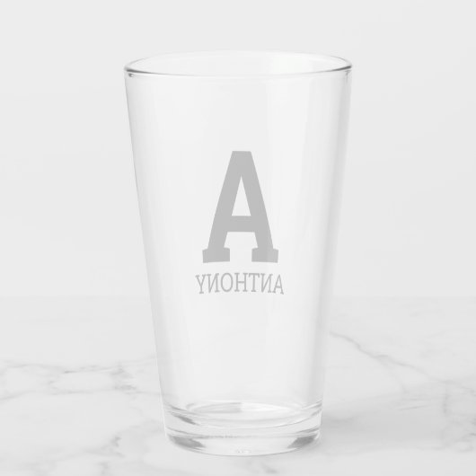 Eigen naam initiaal monogram letter tumblglas glas (Achterkant)