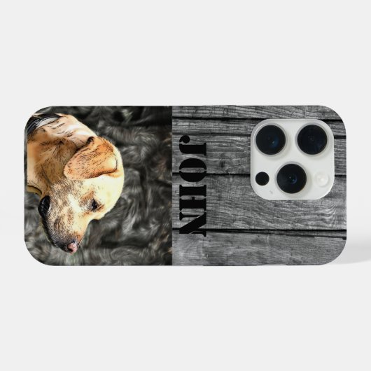 Eigen naam jachthond Rustic Yellow Lab Camo iPhone Hoesje (Achterkant horizontaal)
