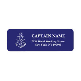 Eigen naam kapitein navy Return Address Label