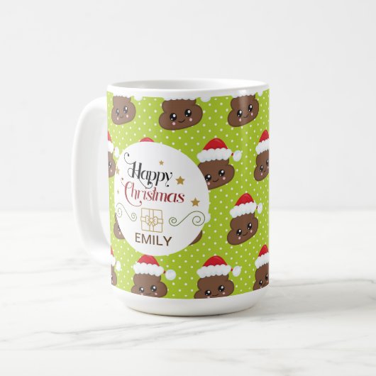 Eigen naam kerstcadeauMokken - Poo Emoji Koffiemok (Voorkant links)