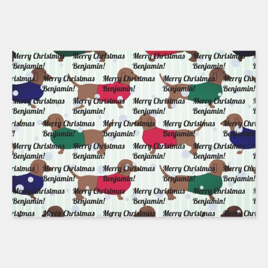 Eigen naam kerstdachshund Dog (3 vellen) Inpakpapier Vel (Voorkant 2)