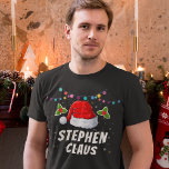 Eigen naam kerstfeestdag t-shirt<br><div class="desc">Pas dit leuke ontwerp van de kerstman eenvoudig aan met je eigen eigen eigen naam. Maak een unieke set voor de wintervakantiegezinshereniging!</div>