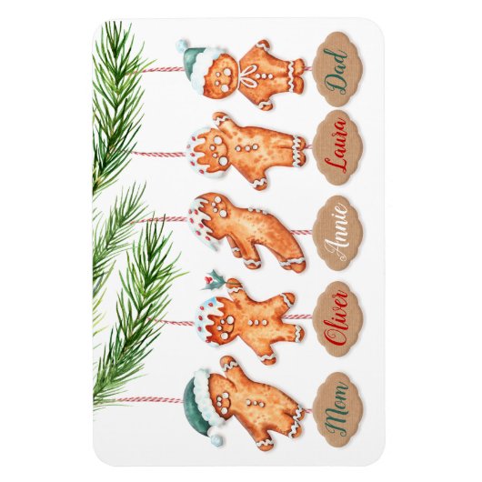 Eigen naam kerstkunst Gingerbrood Magneet (Verticaal)
