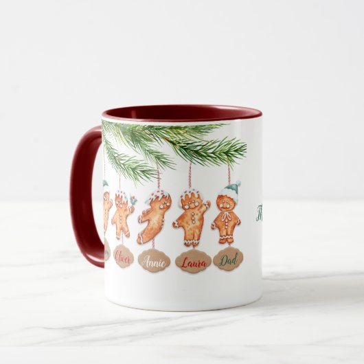 Eigen naam kerstkunst Gingerbrood Mok (Voorkant links)