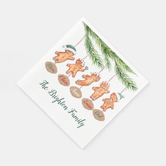 Eigen naam kerstkunst Gingerbrood Servet (Hoek)