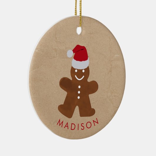 Eigen naam kerstontbijtkoek keramisch ornament (Rechts)