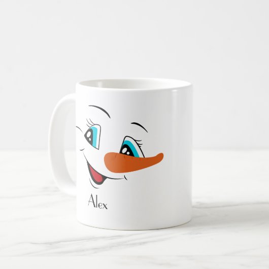Eigen naam kerstsnowman Face Koffiemok (Voorkant links)