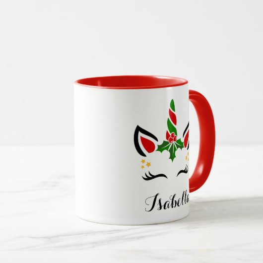 Eigen naam kerstunicorn met Antlers Mok (Voorkant rechts)