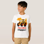 Eigen naam Kind Gele Digger T-shirt (Voorkant volledig)