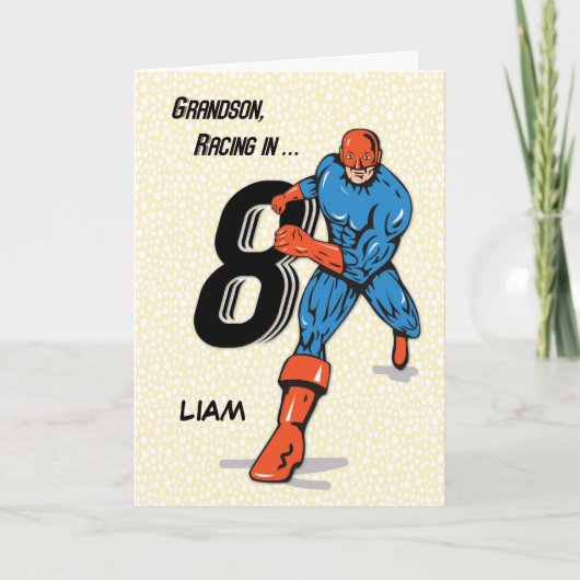 Eigen naam, kleinson 8th Birthday Superheld, Liam Kaart (Voorkant)