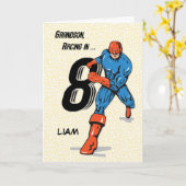 Eigen naam, kleinson 8th Birthday Superheld, Liam Kaart (Gele Bloem)