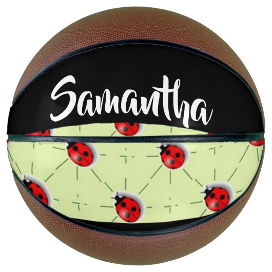 Eigen naam ladybugs patroon basketbal (Voorkant)