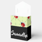 Eigen naam ladybugs patroon bedankdoosjes (Geopend)