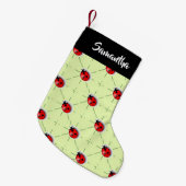 Eigen naam ladybugs patroon kleine kerstsok (Voorkant (Hangend))