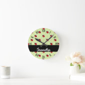 Eigen naam ladybugs patroon ronde klok (Huis)