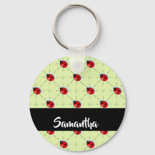Eigen naam ladybugs patroon sleutelhanger