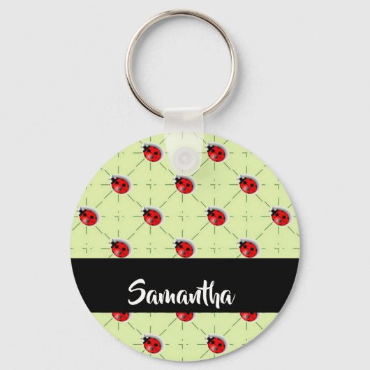 Eigen naam ladybugs patroon sleutelhanger (Voorkant)